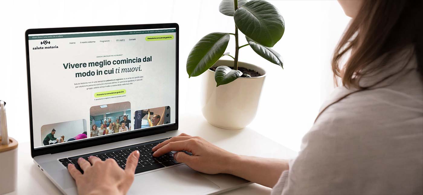 Screenshot della homepage del sito web per palestra Salute Motoria